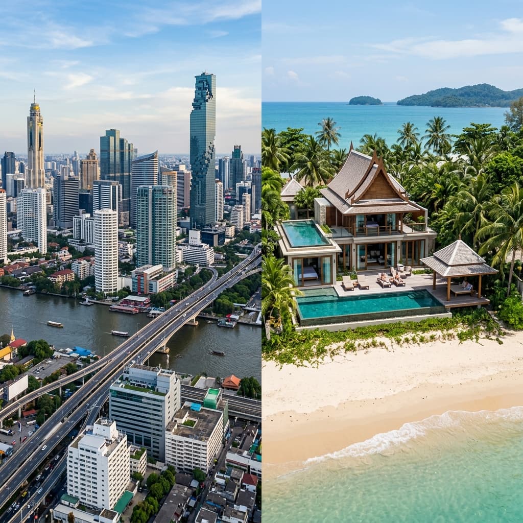 Thailand coastal community and modern living