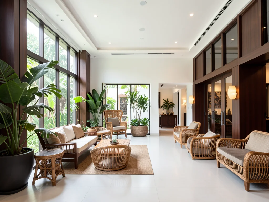 Boutique hotel lobby interior in Hua Hin with Thai design elements