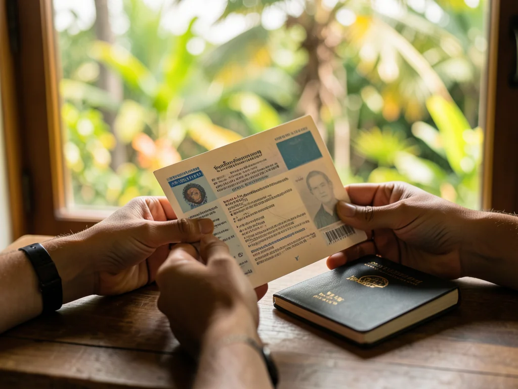 Thai visa documents and passport on wooden desk