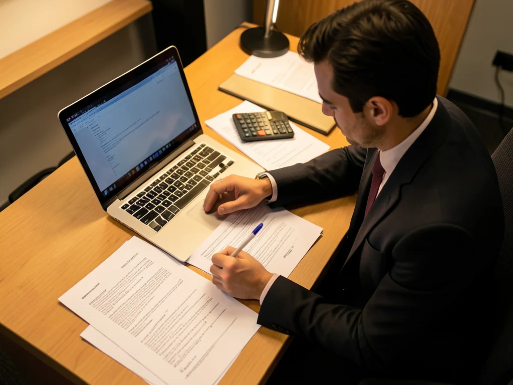 Person reviewing visa documents at desk