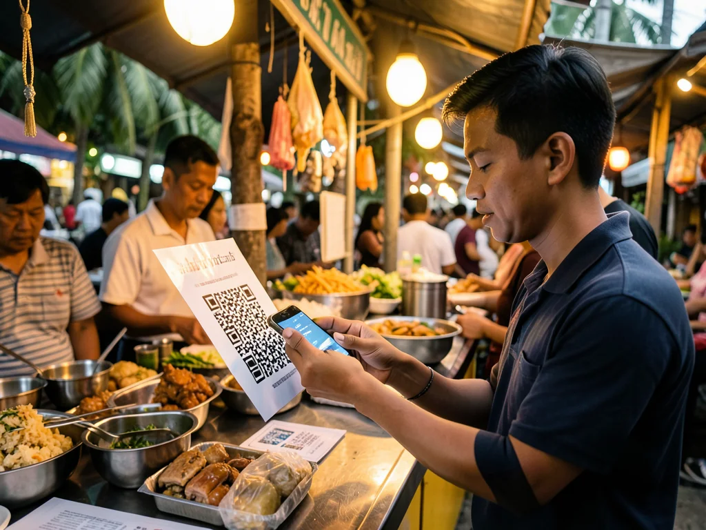 QR code payment at Thai market