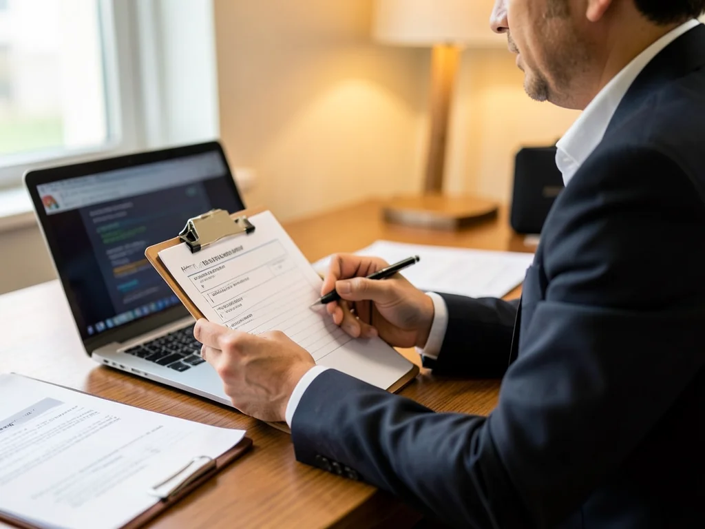 Person reviewing checklist at desk
