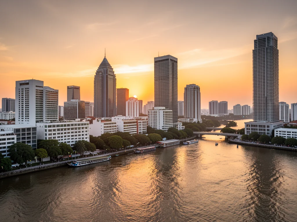 Bangkok skyline at sunset