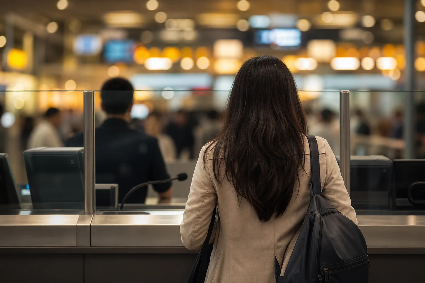 Airport immigration counter with official travel atmosphere for Thailand visa rules 2026